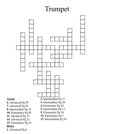 The Crossword Solver found 30 answers to "trumpet valve", 6 letters crossword clue. The Crossword Solver finds answers to classic crosswords and cryptic crossword puzzles. Enter the length or pattern for better results. Click the answer to find similar crossword clues . Enter a Crossword Clue.